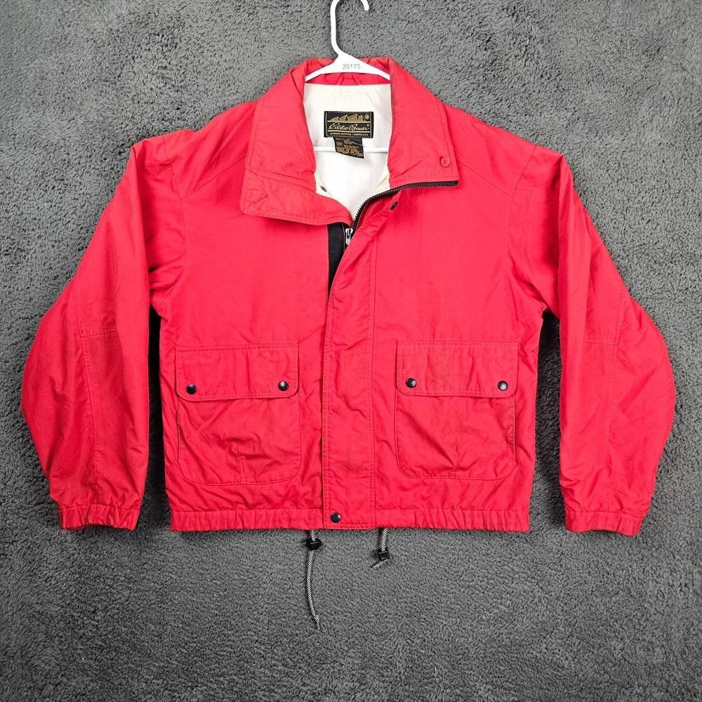 Vintage Eddie Bauer Red Windbreaker Jacket Mens Medium Nylon Cargo Pocket‎ Korea